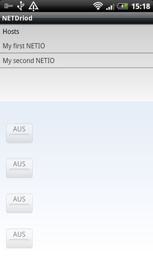 Hauptbildschirm mit konfigurierten Hosts